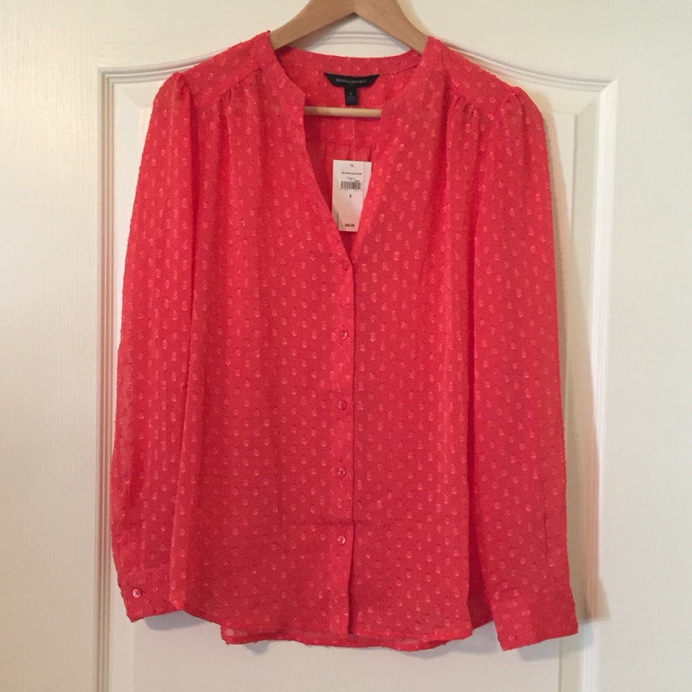 Banana Republic swiss dot semi-sheer blouse